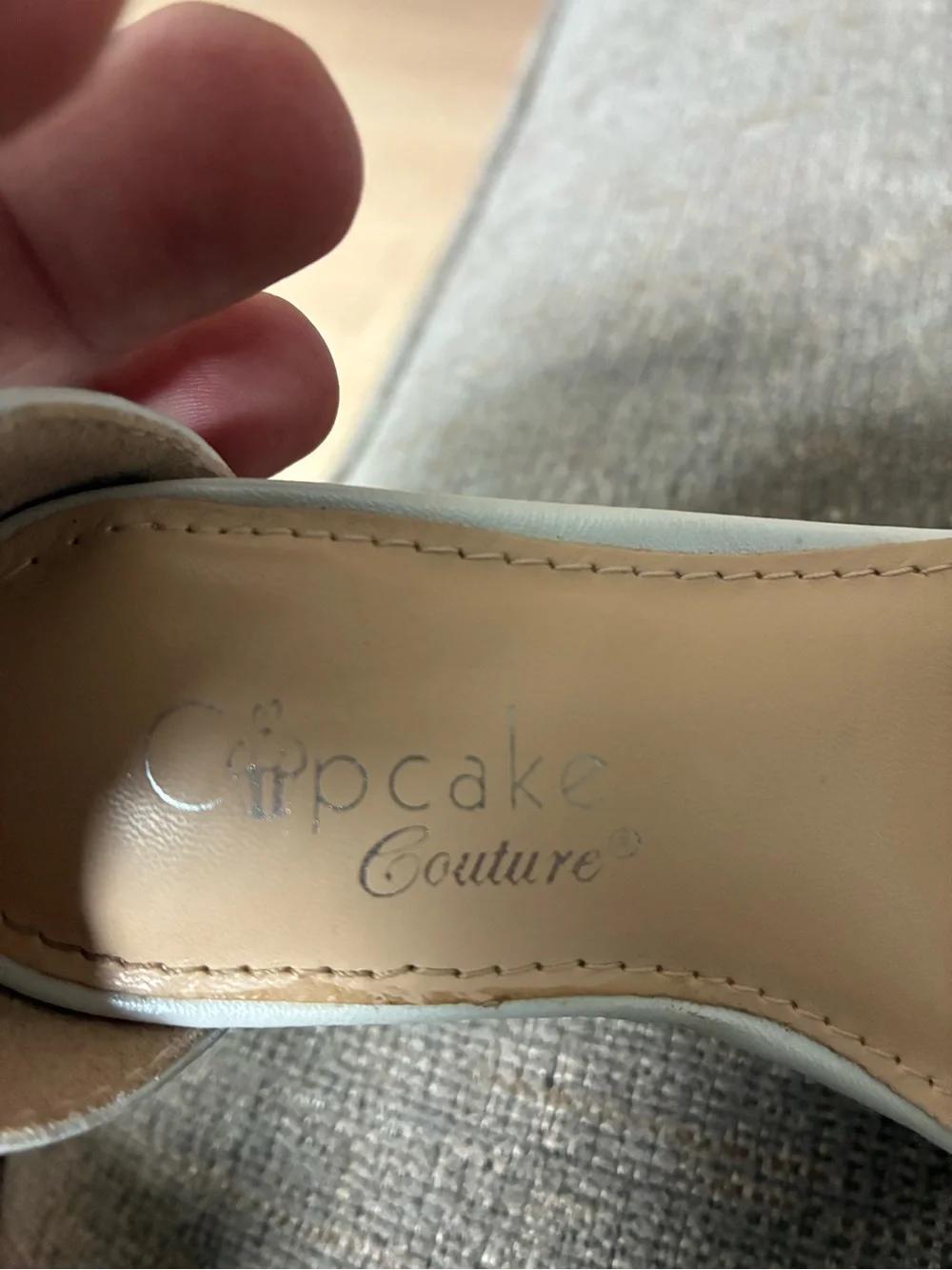 Cupcake Couture White Pearl-Embellished Ankle Strap Dress Heels for Kids